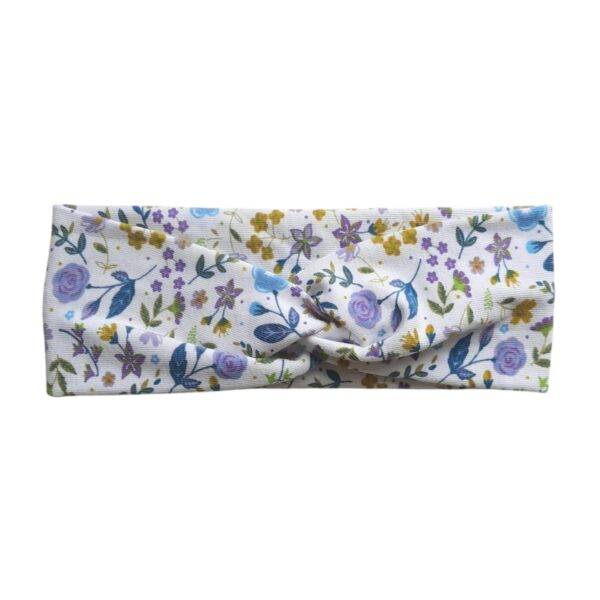 Twisted haarband – tricot flowers lilac – maat 50/56