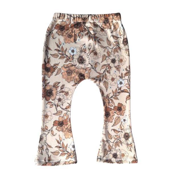 Flared legging bloem beige maat 86/92