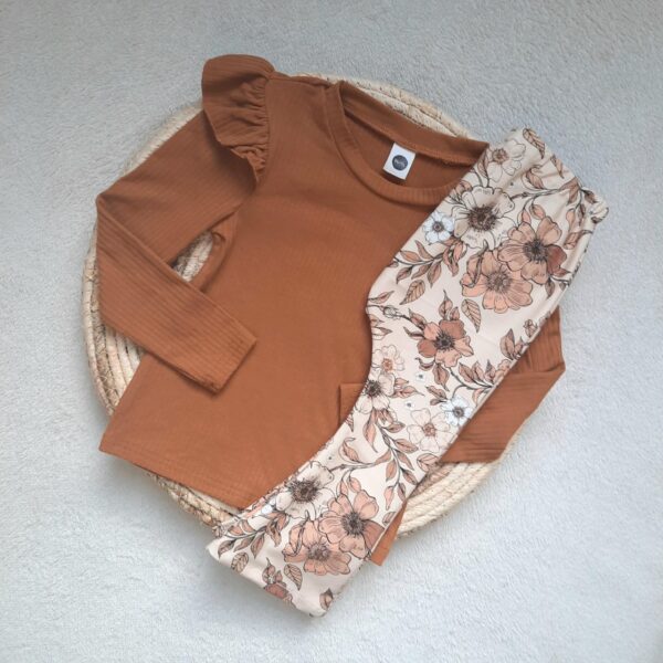 Flared legging bloem beige maat 86/92 - Afbeelding 2