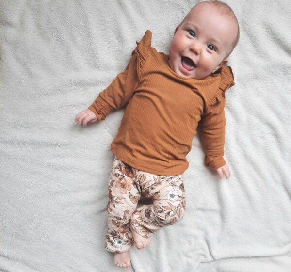 Flared legging bloem beige maat 86/92 - Afbeelding 4