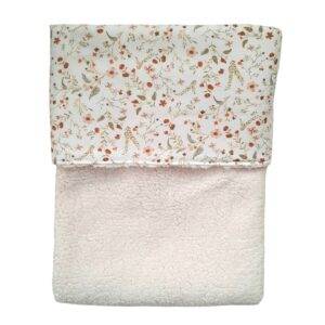 Wiegdeken teddy naturel – 1000 bloemetjes