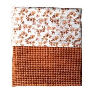 Wiegdeken cognac - poppies lichtbruin