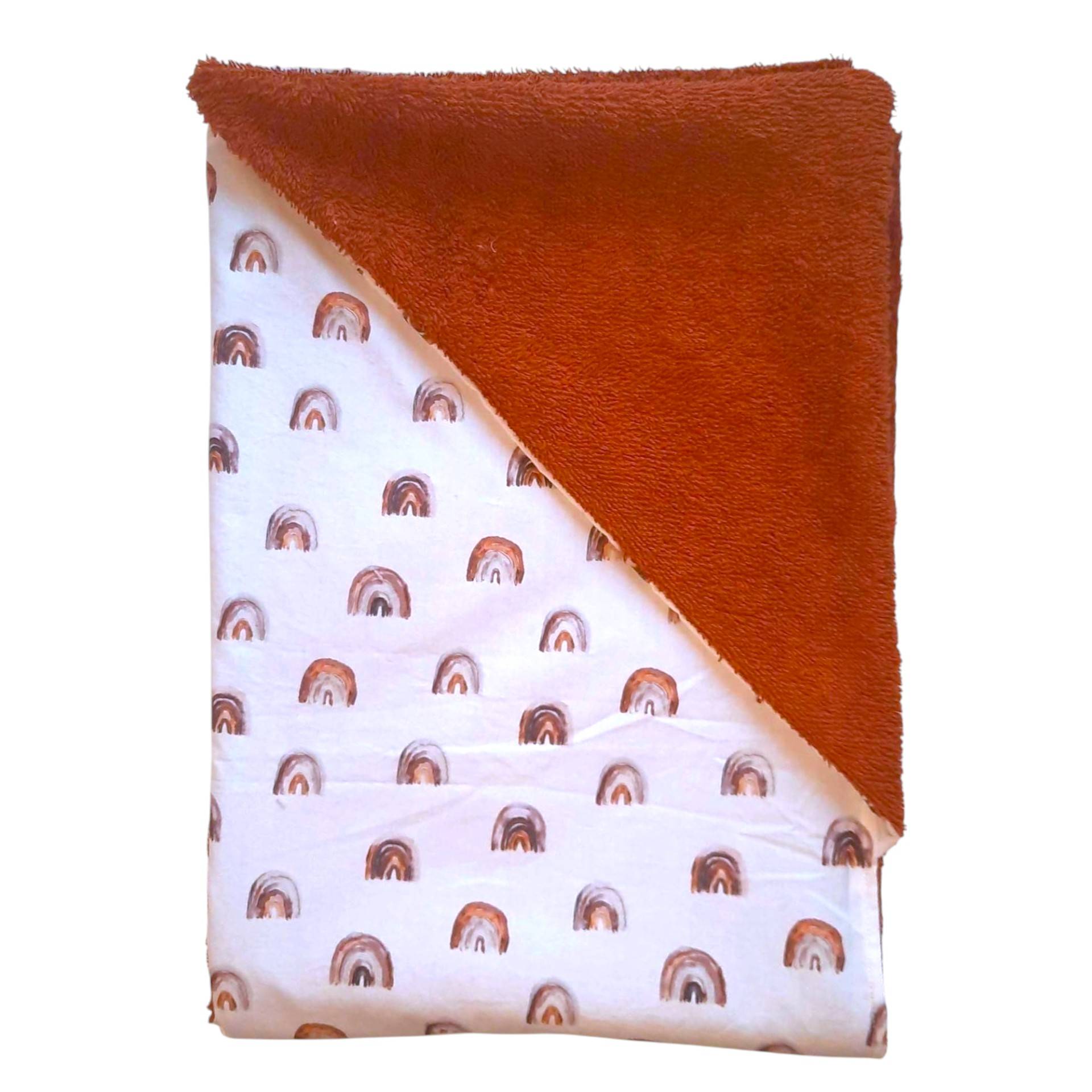 Wikkeldoek badstof cognac – regenboogjes - Afbeelding 2