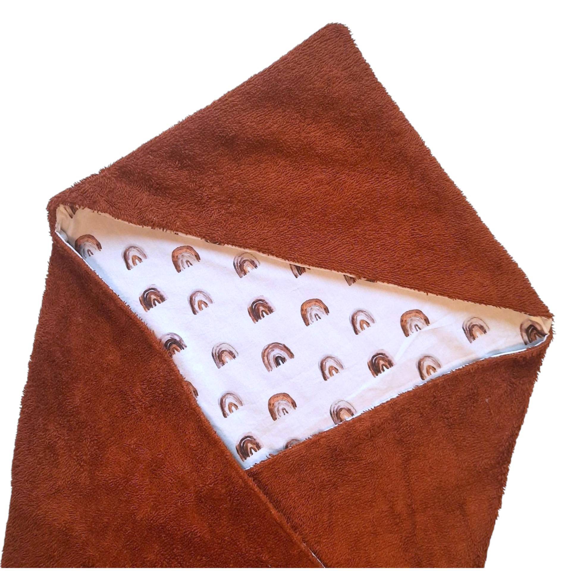 Wikkeldoek badstof cognac – regenboogjes