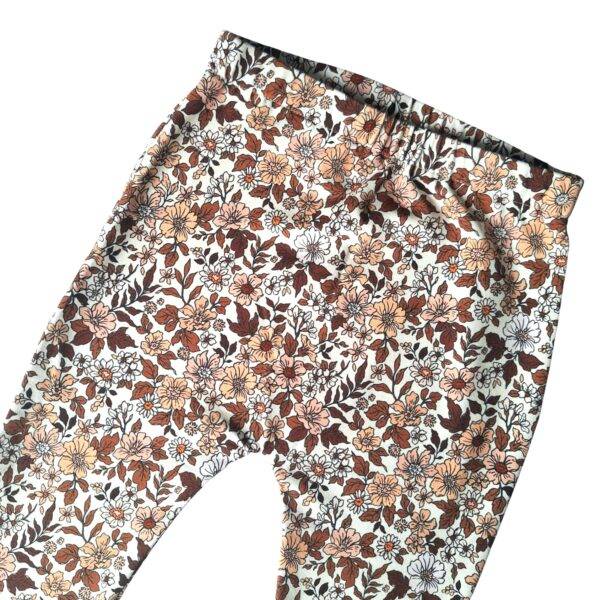 Flared legging vintage bloemen cacao maat 98/104