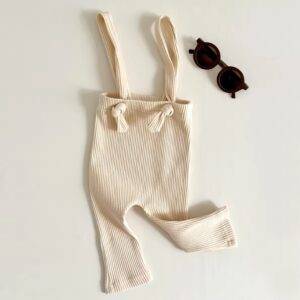 Legging met bretels rib ivoor maat 74/80