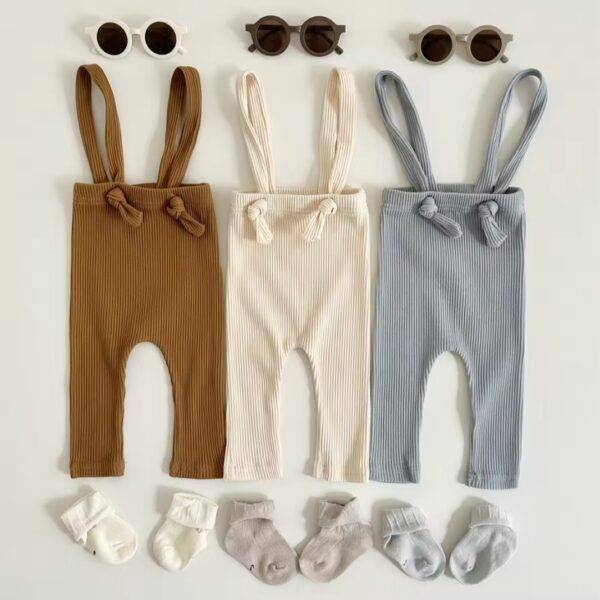 Legging met bretels rib lichtblauw maat 74/80 - Afbeelding 3