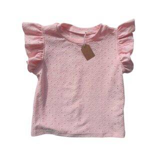 Lichtroze shirt ruches maat 98/104
