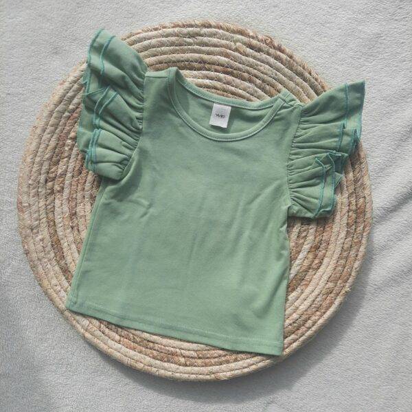 Groen shirt ruches maat 74/80 - Afbeelding 2