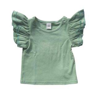 Groen shirt ruches maat 74/80