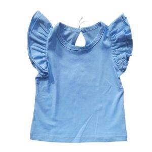 Lichtblauw shirt ruches maat 86/92