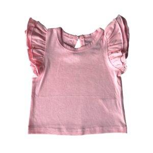 Roze shirt ruches met knoopje - maat 50/56