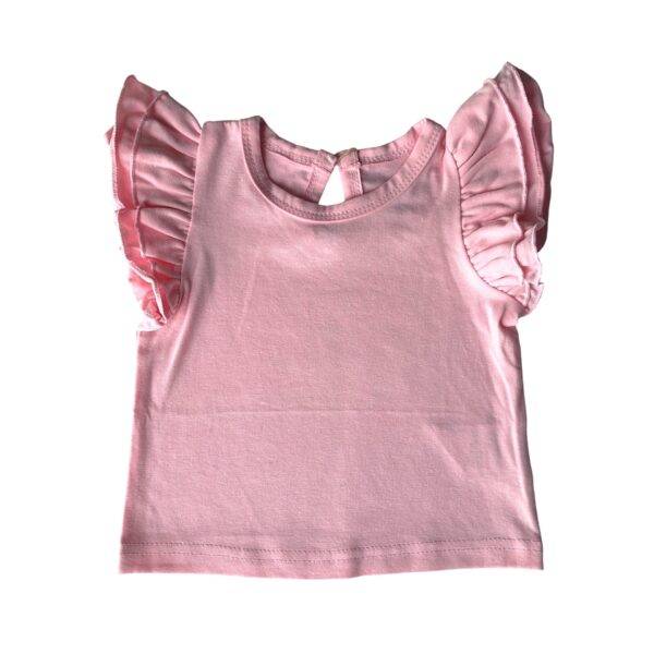 Roze shirt ruches met knoopje - maat 50/56