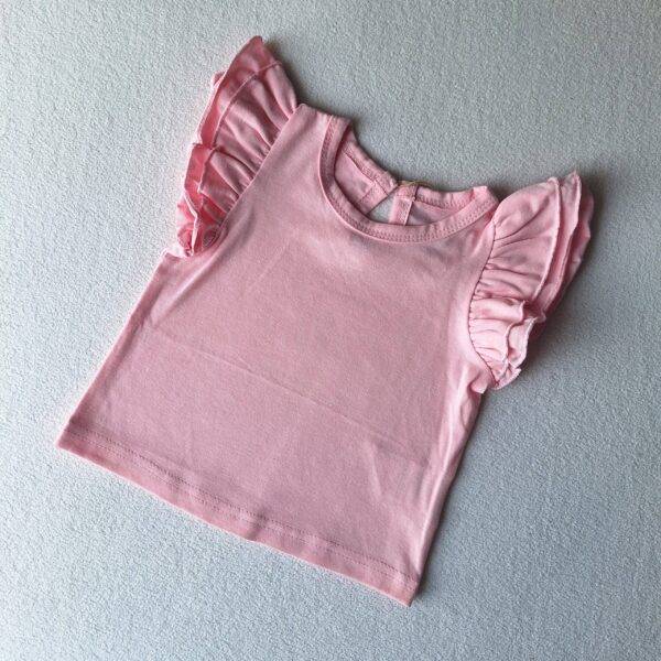 Roze shirt ruches met knoopje - maat 50/56 - Afbeelding 2