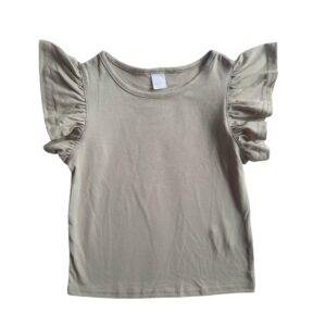 Olijfgroen shirt ruches maat 98/104