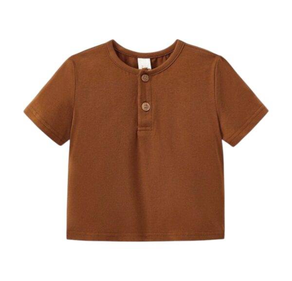 Shirt knoopjes bruin maat 62/68