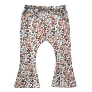 Flared legging vintage bloemen cacao maat 50/56
