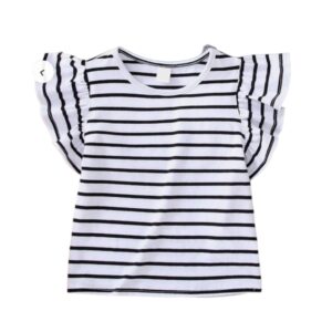 Zwart-wit gestreept shirt ruches maat 62/68