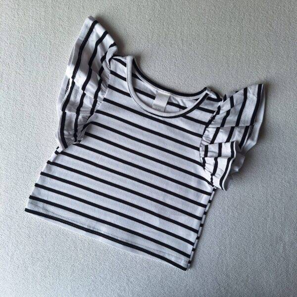 Zwart-wit gestreept shirt ruches maat 62/68 - Afbeelding 3