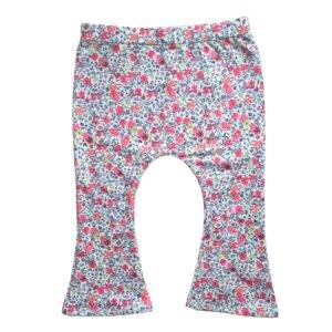 Flared legging roze bloemetjes maat 86/92