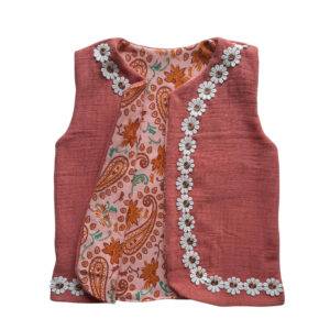 Giletje terra hydrofiel - paisley print roze maat 74/80