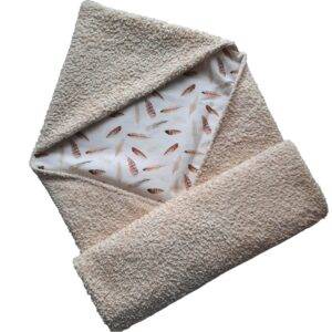 Wikkeldoek badstof beige - bruine veren