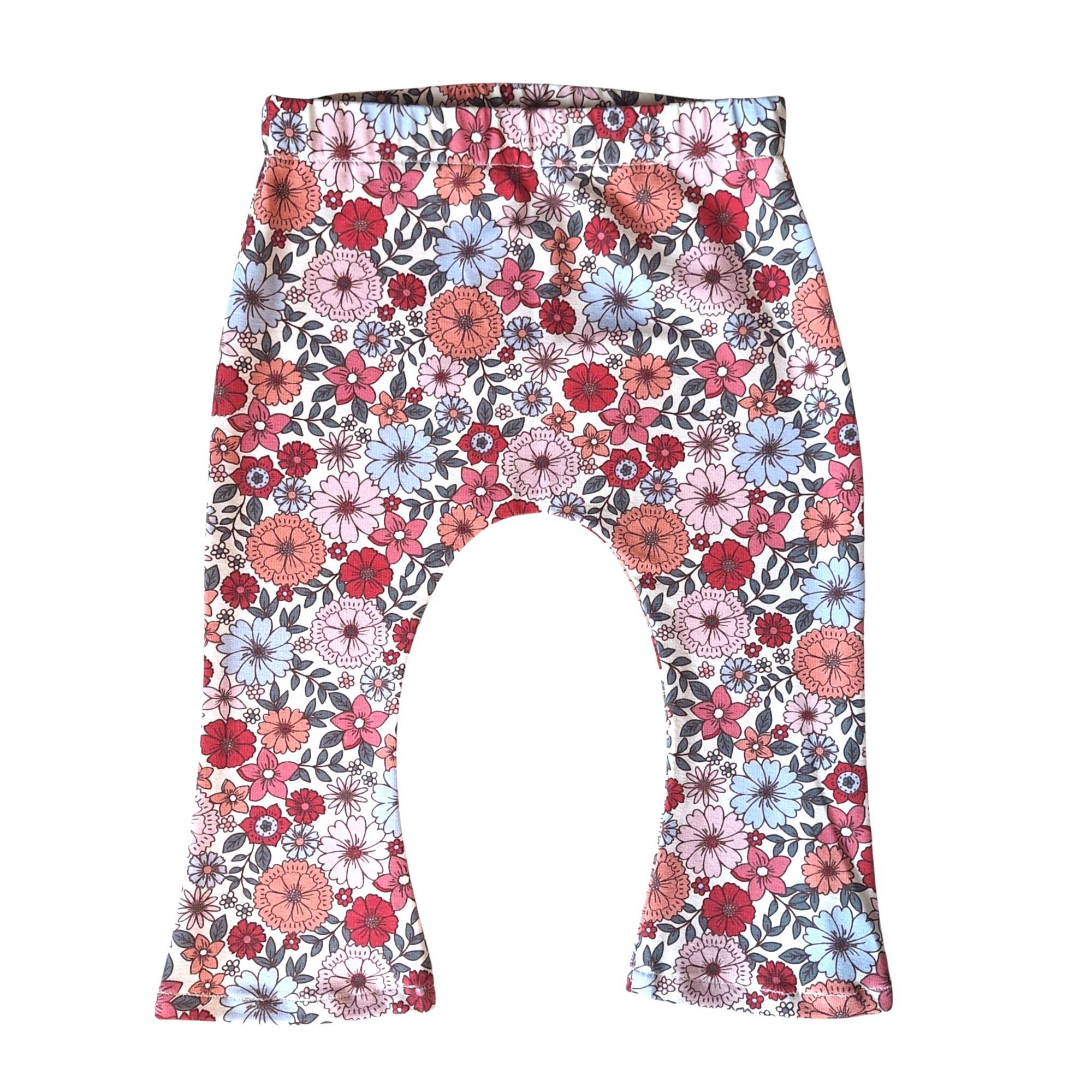 Flared legging roze bloemen brigia maat 74/80