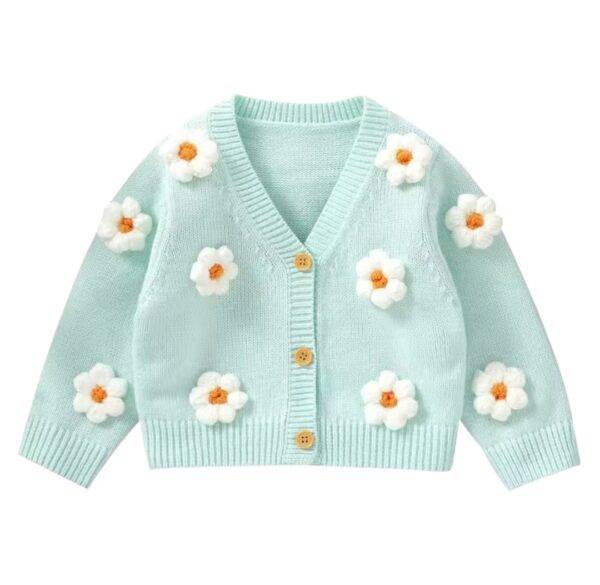 Aqua vest witte bloemen 86/92