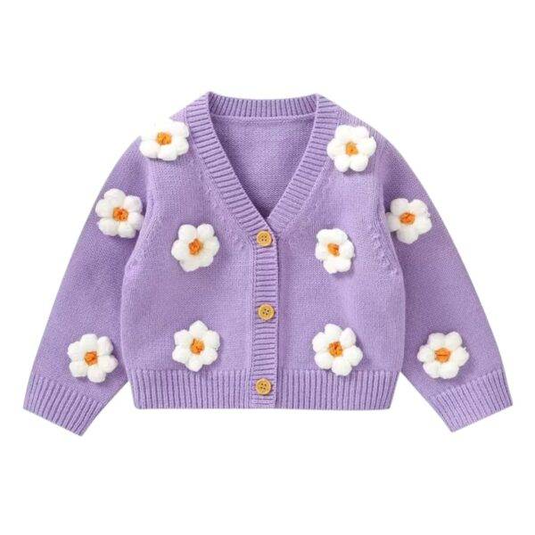 Lila vest witte bloemen 74/80