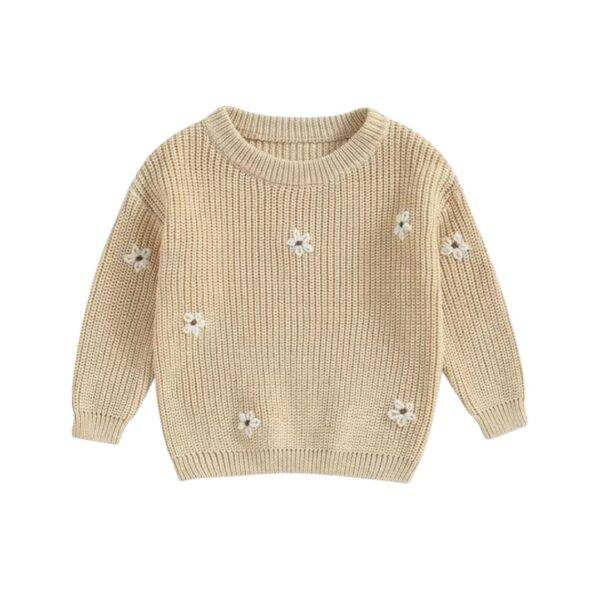 Beige trui met bloemetjes maat 74/80