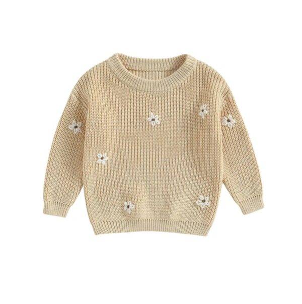 Beige trui met bloemetjes maat 122/128