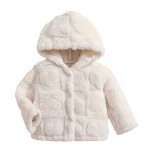 Teddy jas met hartpatroon wit maat 98/104