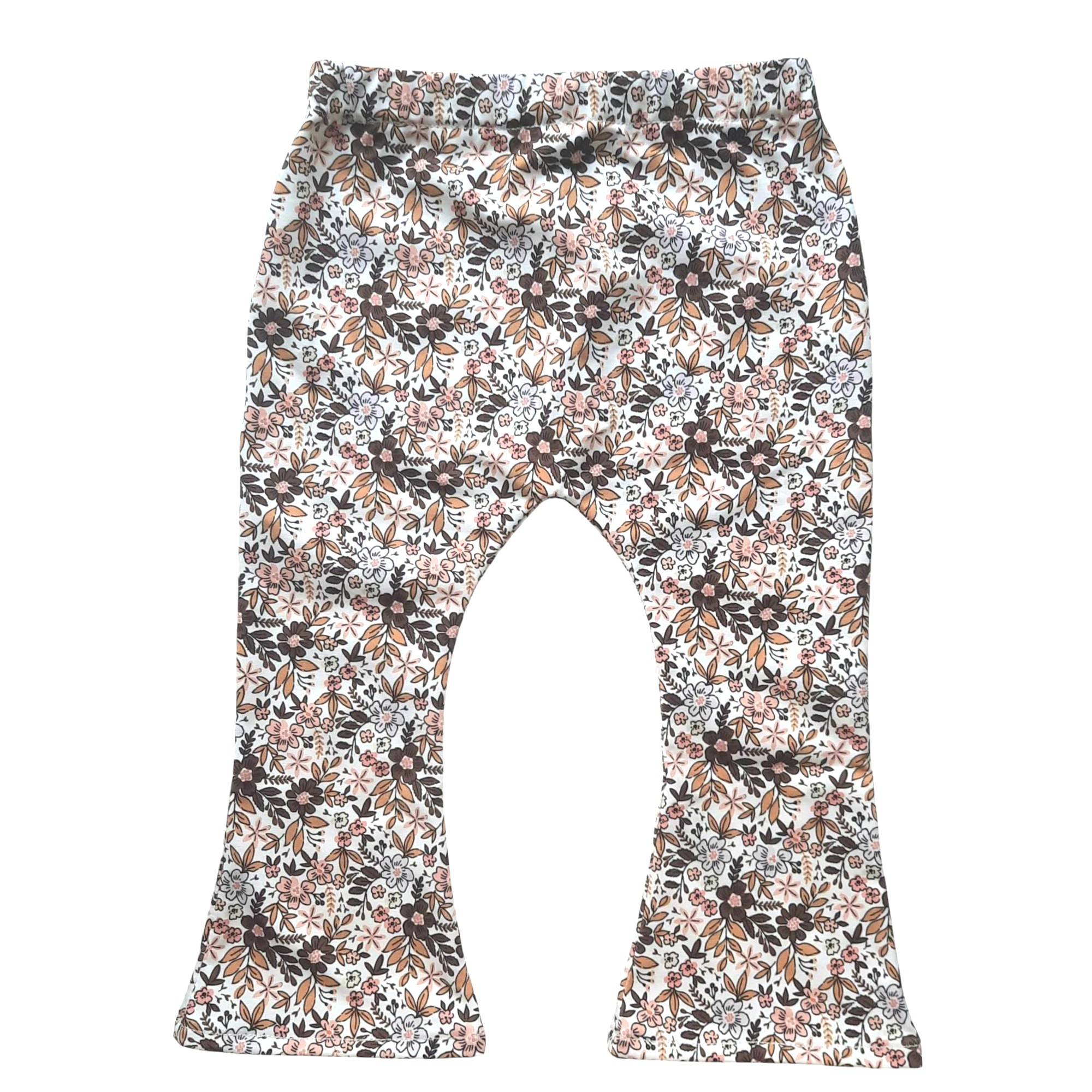 Flared legging gemengde bloem ecru maat 74/80