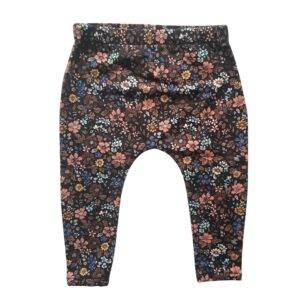 Legging vintage bloemen donkerbruin maat 74/80