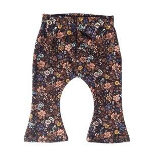 Flared legging vintage bloemen donkerbruin maat 50/56