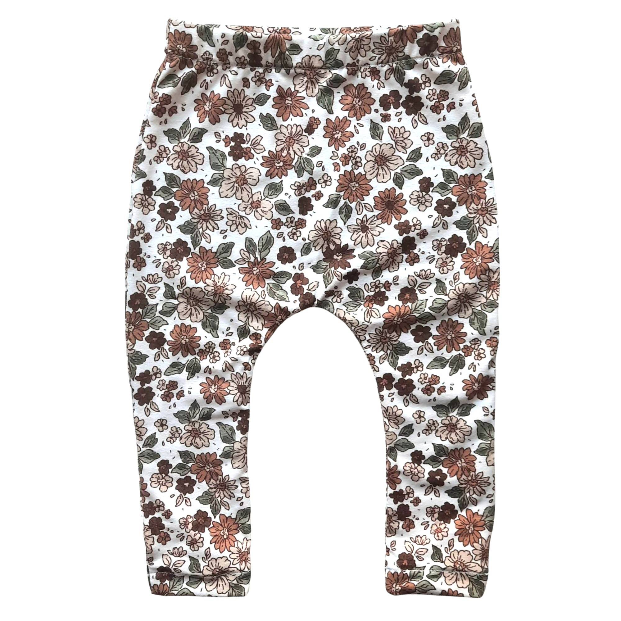 Legging vintage bloemen groen/bruin maat 74/80