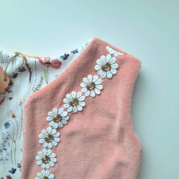 Giletje velours lichtroze – tricot veldbloemen maat 74/80 - Afbeelding 3