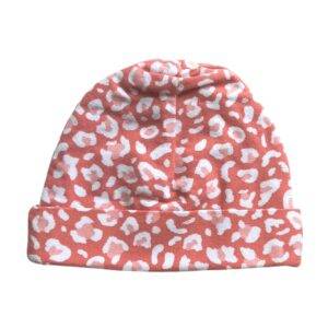 Mutsje panter pastel oranje / 0-1 maand