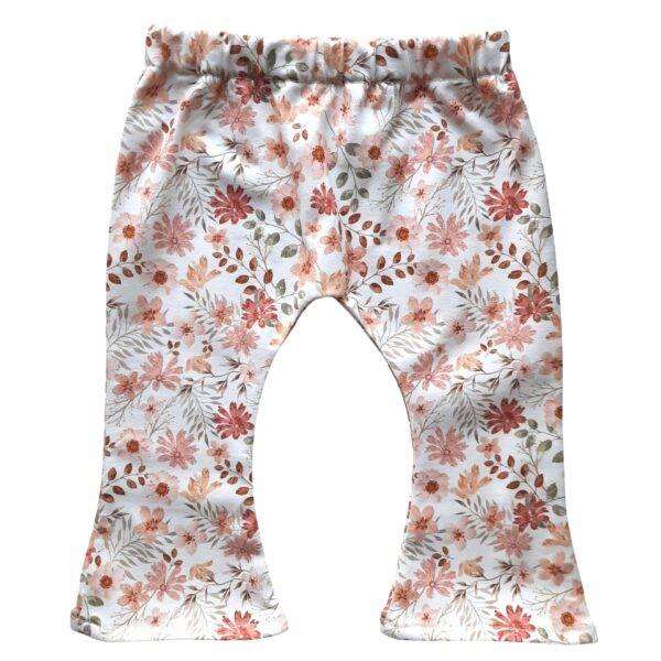 Flared legging pastel bloem perzik maat 50/56