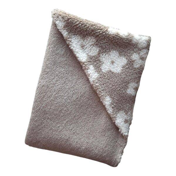 Wikkeldoek badstof beige – teddy bloemen - Afbeelding 3
