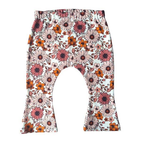 Flared legging vintage madeliefjes klei roze maat 74/80