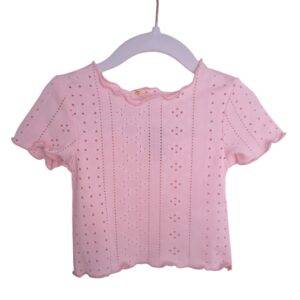 Lichtroze shirtje broderie maat 62/68