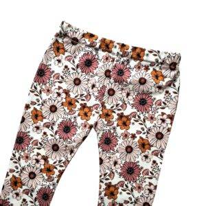 Flared legging vintage madeliefjes klei roze maat 98/104