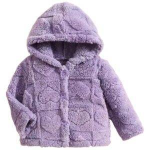 Teddy jas met hartpatroon lila maat 98/104