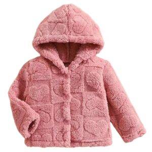 Teddy jas met hartpatroon roze maat 98/104