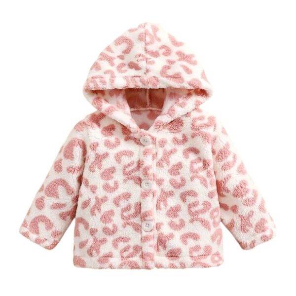 Fleece jasje panter wit-roze maat 74/80