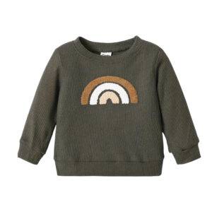 Sweater donkergroen regenboog maat 74/80