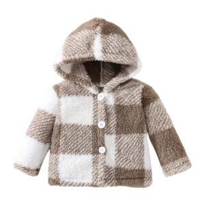 Teddy jas geruit met capuchon maat 62/68