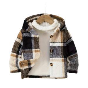 Fleece jasje geruit camel maat 62/68