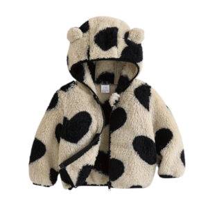 Fleece jasje hartjes zwart maat 86/92